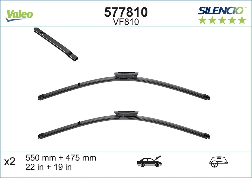 VALEO List stěrače 550.0 mm/ 475.0 mm