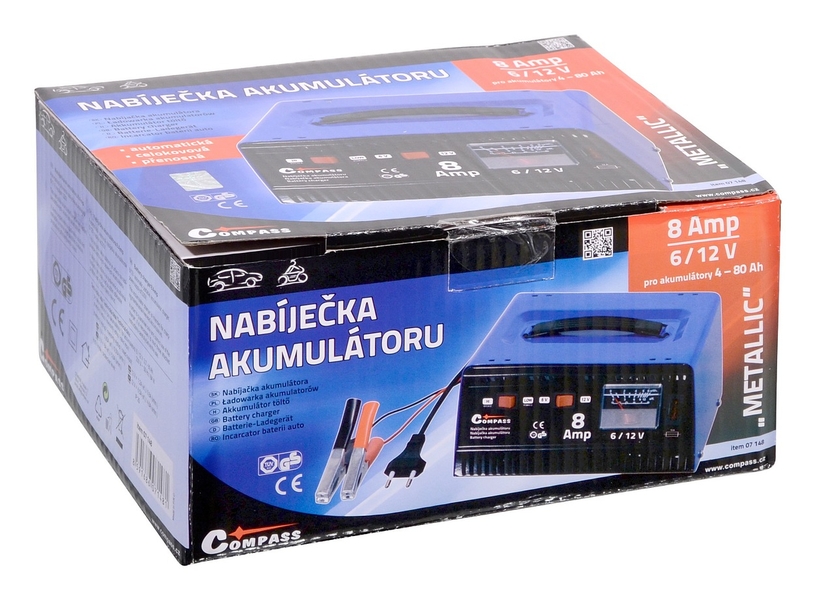 COMPASS Nabíječka 8Amp 6/12V TÜV/GS METALLIC 